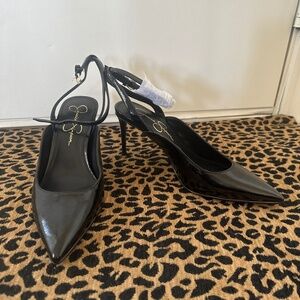 NEW JESSICA SIMPSON BLAXK SANJEET KITTEN HERL PUMP 7.5